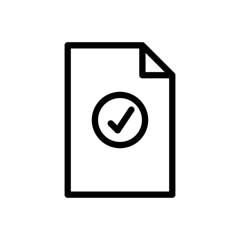 illustration d'icône de ligne de document papier avec coche. icône liée au document vérifié. conception vectorielle simple modifiable. pixel parfait à 32 x 32 vecteur