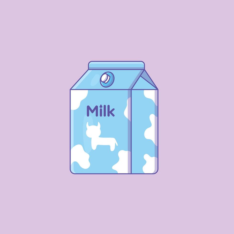 lait de dessin animé mignon avec une vache en vecteur