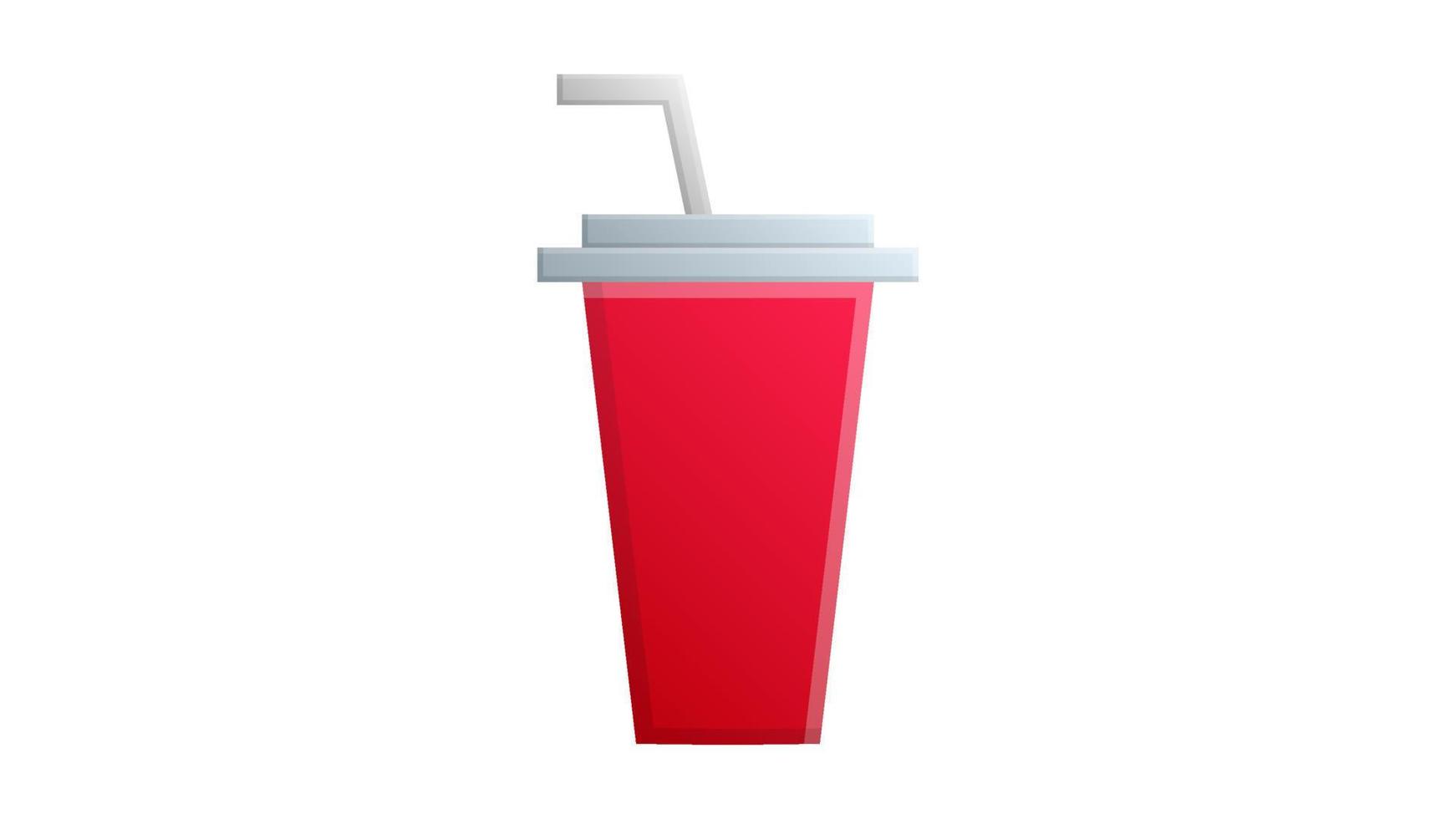 verre à café sur fond blanc, illustration vectorielle. verre à boire rouge avec des pailles blanches. plats pour cafés et restaurants. gobelet réutilisable pour le thé et le café vecteur