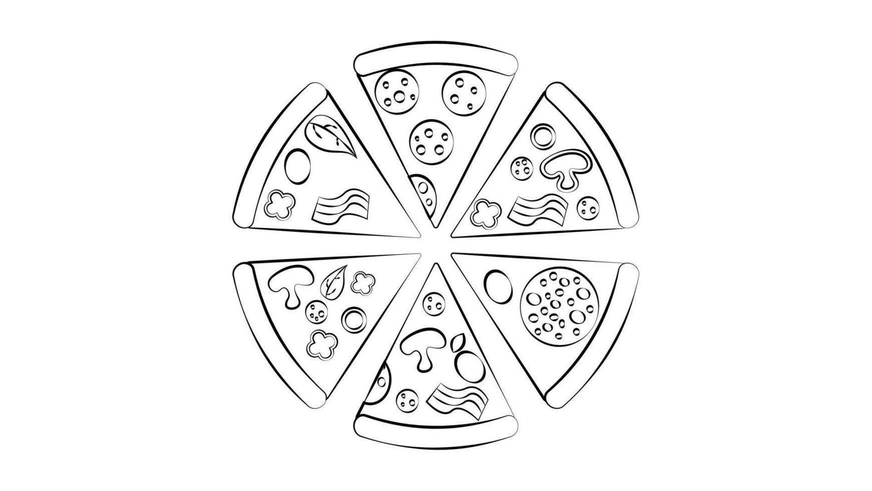 icône pizza dans un style plat isolé sur fond blanc. silhouette de nourriture. illustration vectorielle vecteur