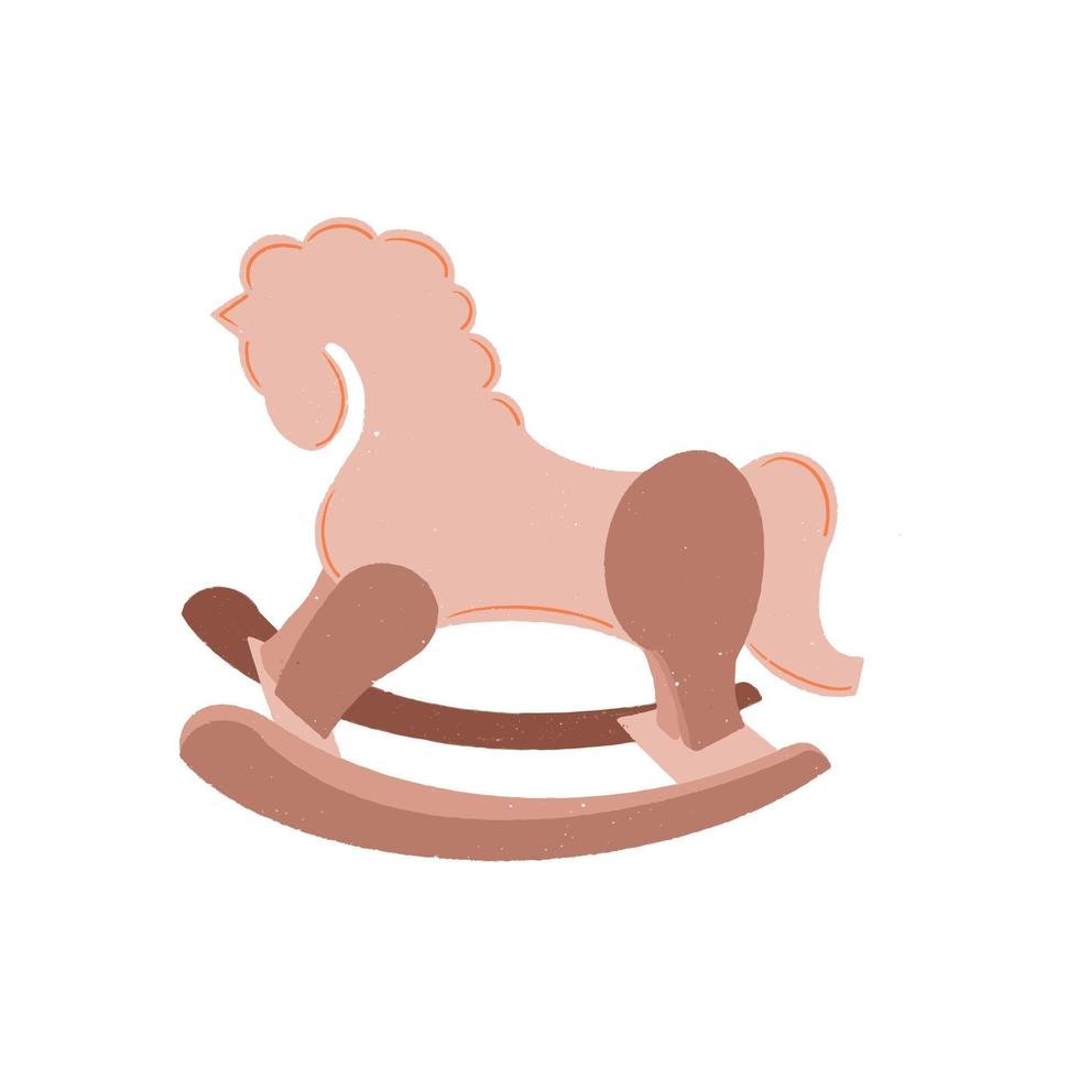 cheval à bascule en bois pour chambre d'enfant, jouet pour enfant, style dessiné à la main vecteur