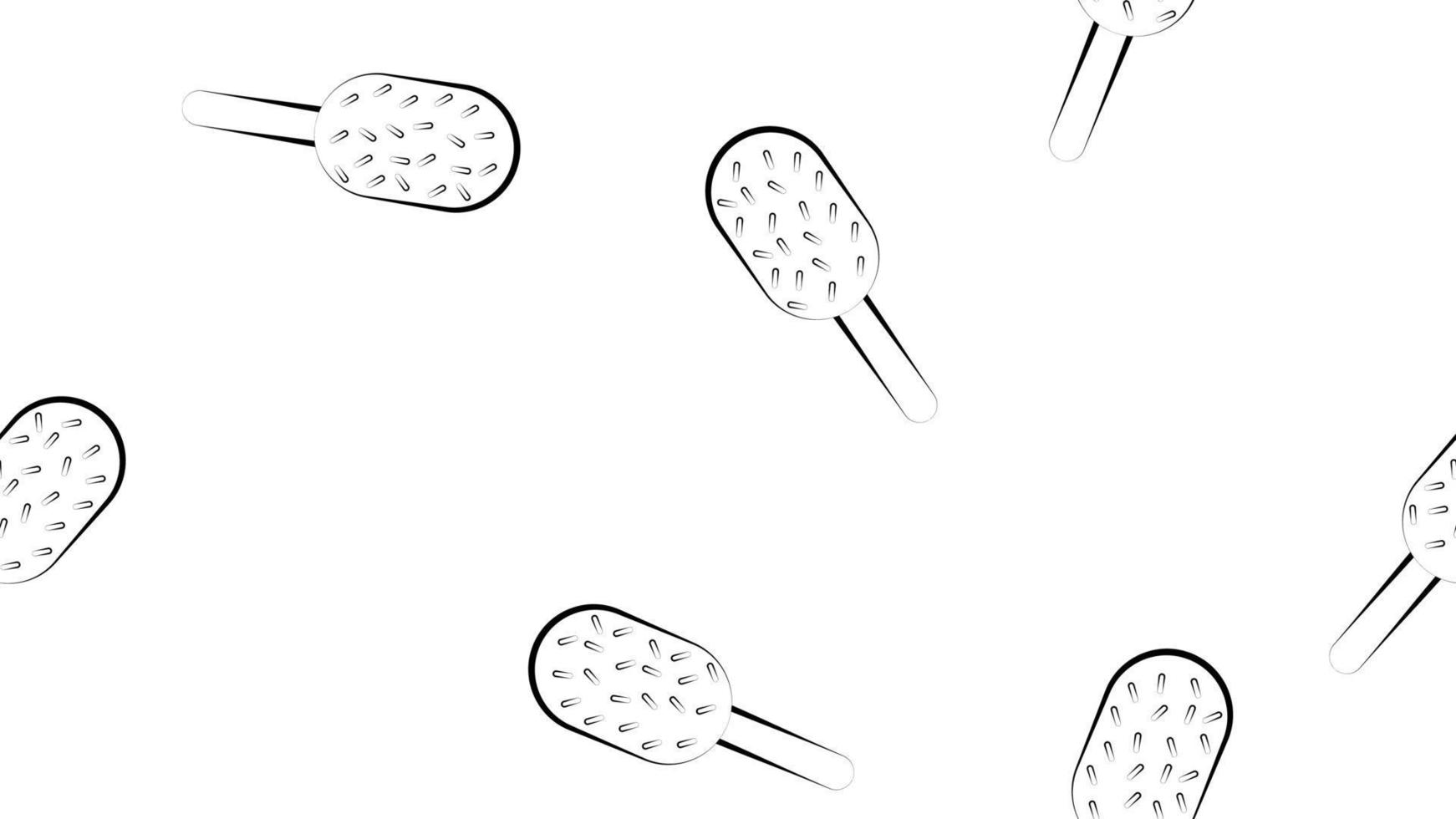 crème glacée sur un bâton sur fond, motif, illustration vectorielle. crème glacée avec des pépites de sucre. papier peint pour cafés et restaurants. décoration de restauration rapide élégante pour les enfants vecteur