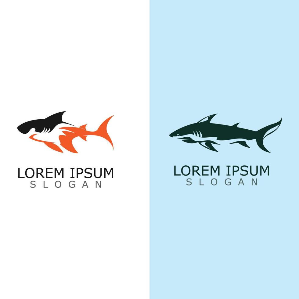 requin logo animal mer conception icône vecteur silhouette