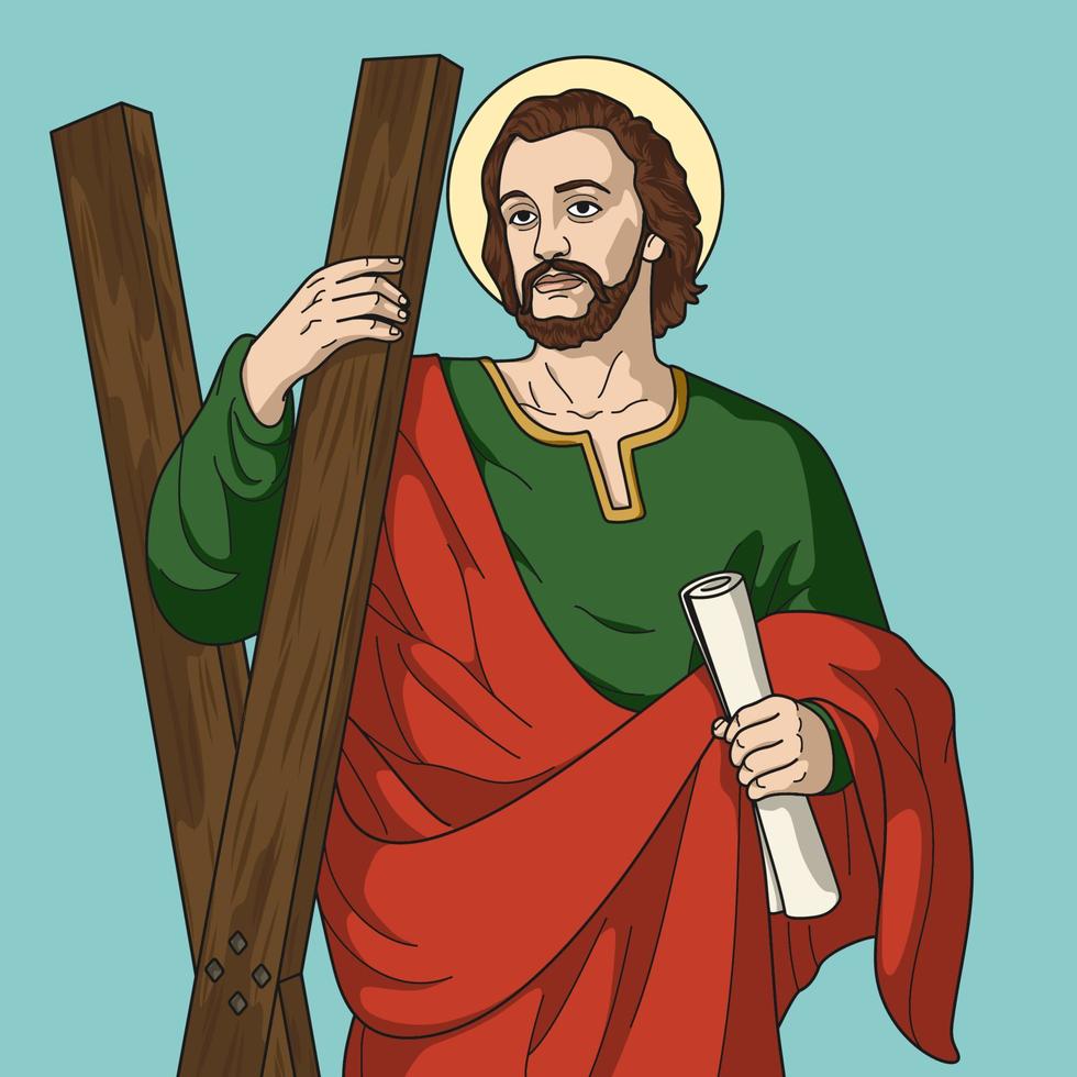 saint andrew l'apôtre illustration vectorielle colorée vecteur