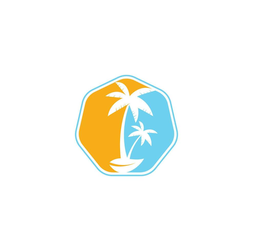 création de logo de plage tropicale et de palmier. création de logo vectoriel simple palmier créatif. logo de la plage. logo de palmier de plage