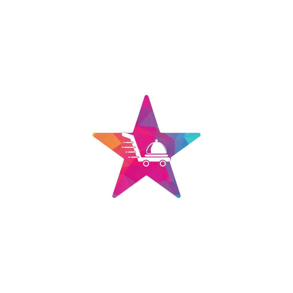 création de logo de concept de forme d'étoile de livraison de nourriture. signe de service de livraison rapide. logo de livraison restaurant de commande de nourriture en ligne. vecteur
