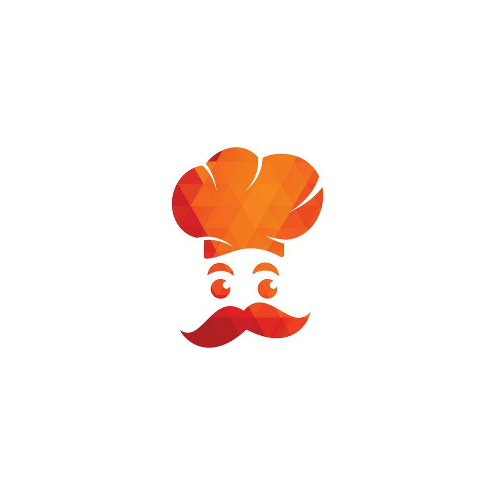 création de logo vectoriel de chef cuisinier. chef cuisinier avec logo vectoriel moustache et barbe. tête de chef avec cuillère et fourchette