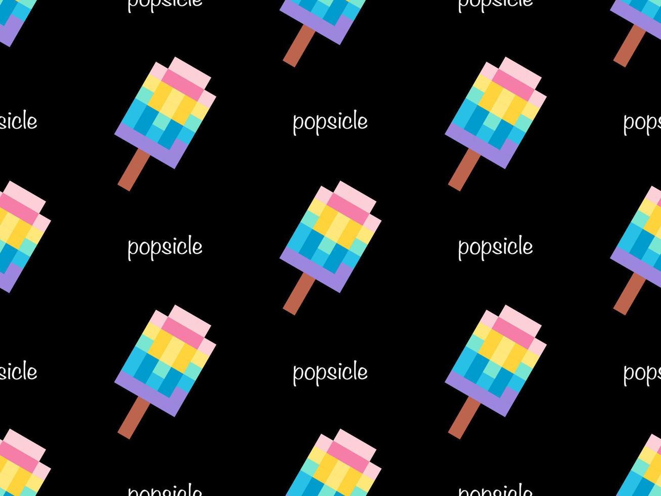 modèle sans couture de personnage de dessin animé de popsicle sur fond noir vecteur