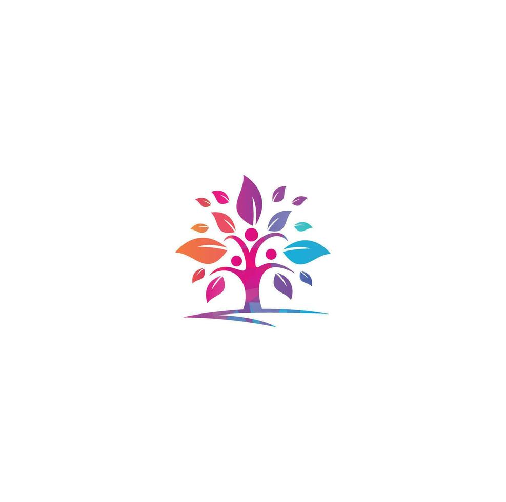création de logo d'arbre généalogique. création de logo d'icône de symbole d'arbre généalogique. logo arbre humain vecteur
