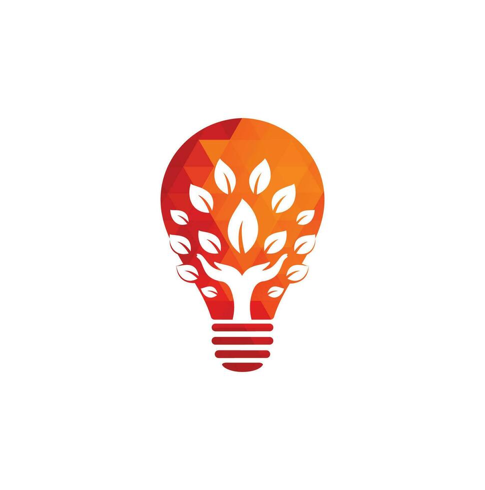 conception de logo de concept de forme d'ampoule d'arbre à main. logo de produits naturels. vecteur