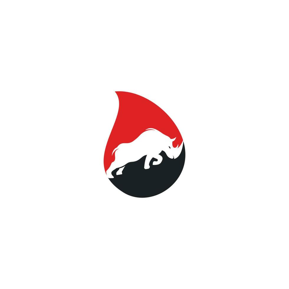 conception de vecteur de logo de concept de forme de goutte de rhinocéros. logo de rhinocéros pour club de sport ou équipe.