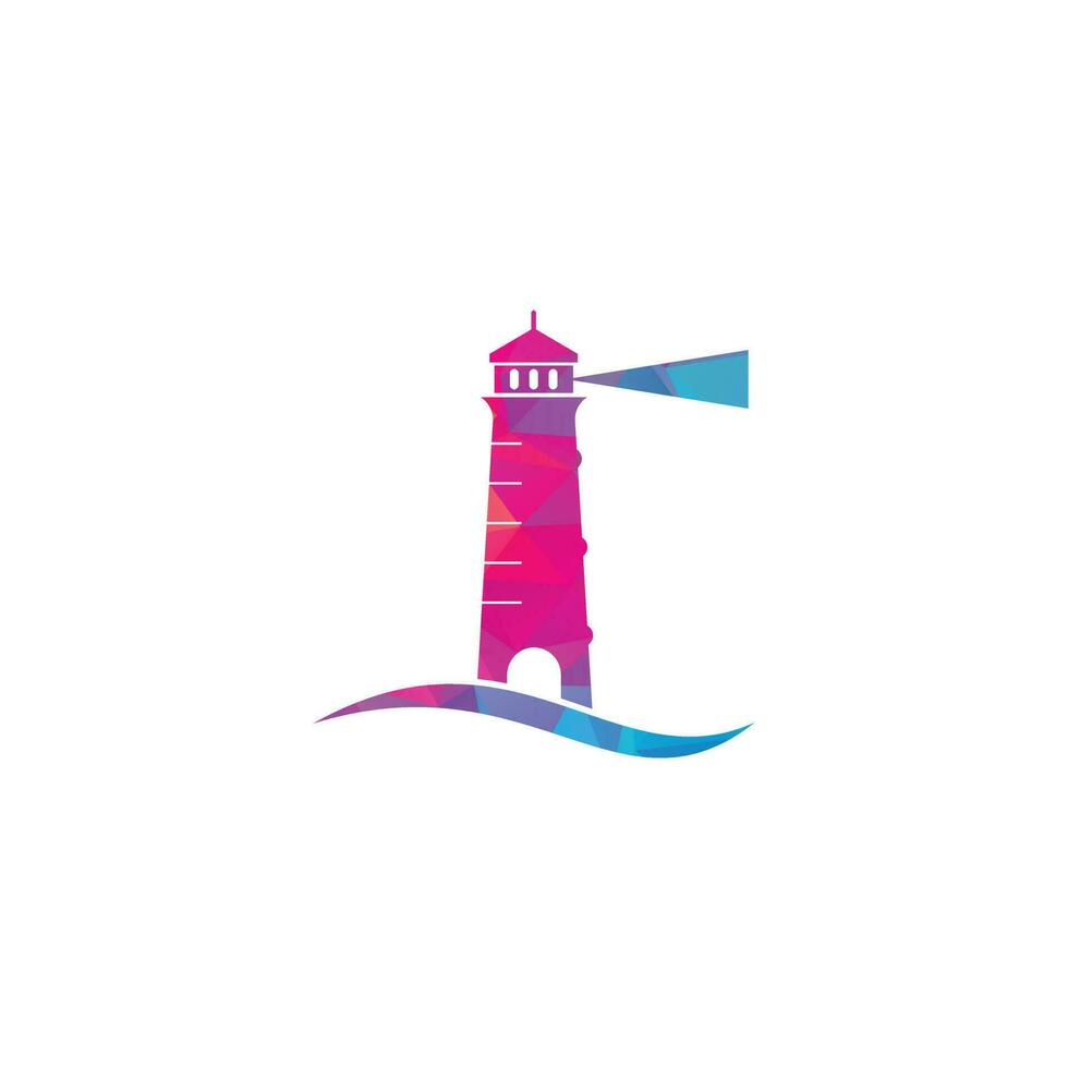 création de logo vectoriel phare. illustration de modèle de vecteur de conception de logo d'icône de phare de vagues.