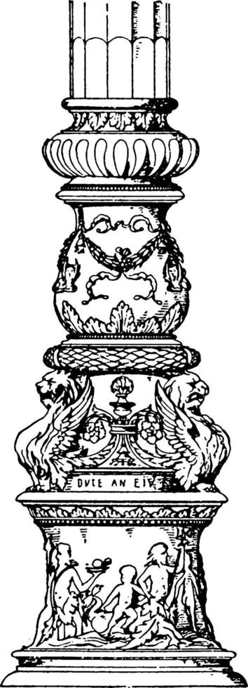 arbre de candélabre à douille de mât, illustration vintage. vecteur