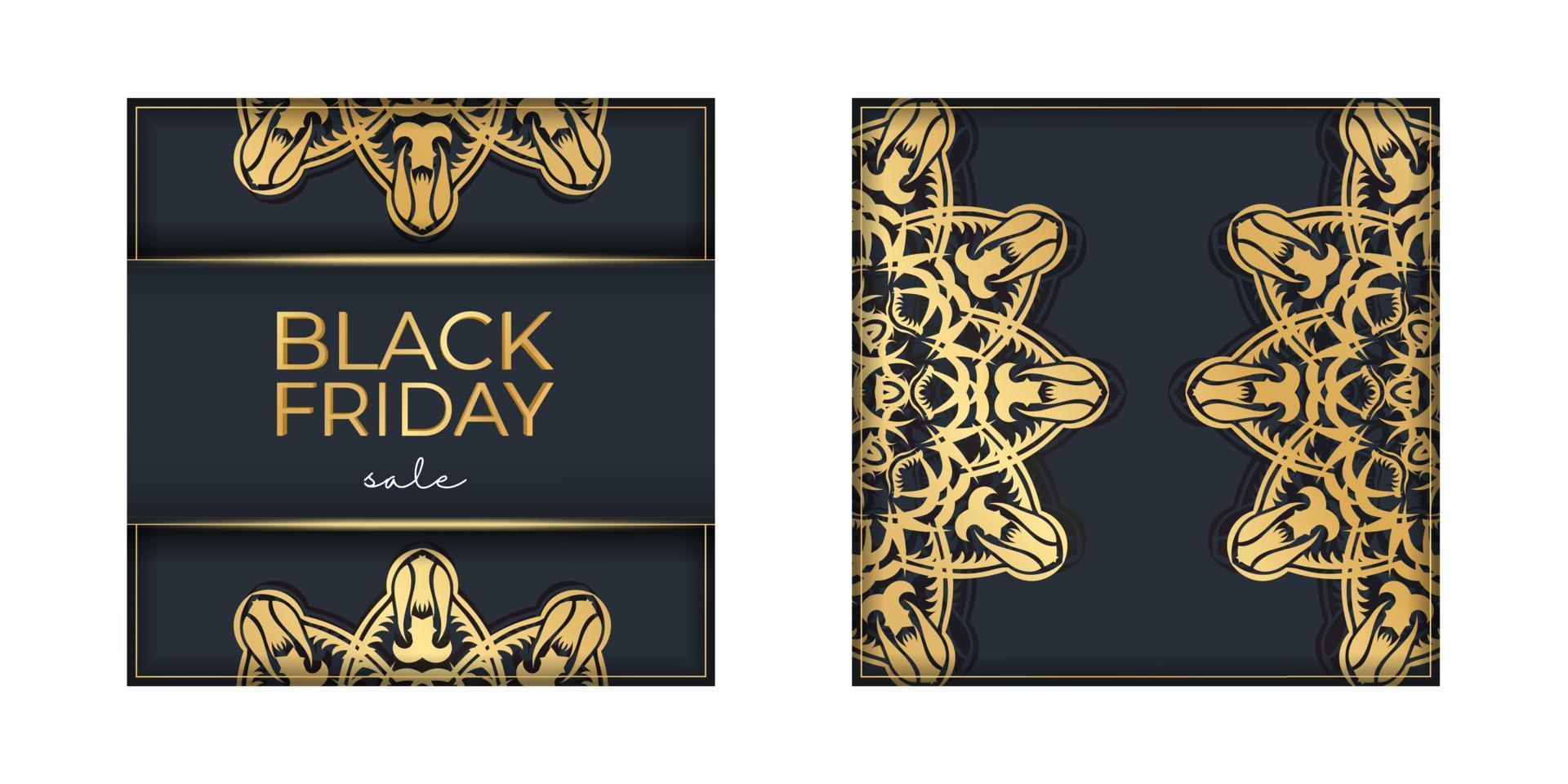 bannière vente vendredi noir bleu foncé avec motif doré grec vecteur