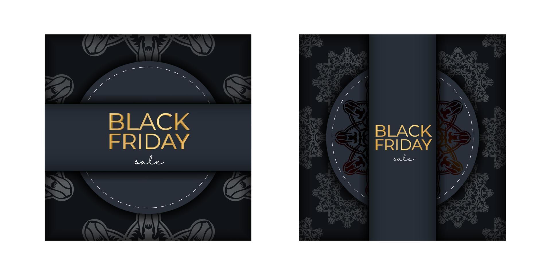 affiche black friday bleu foncé avec motif luxueux vecteur