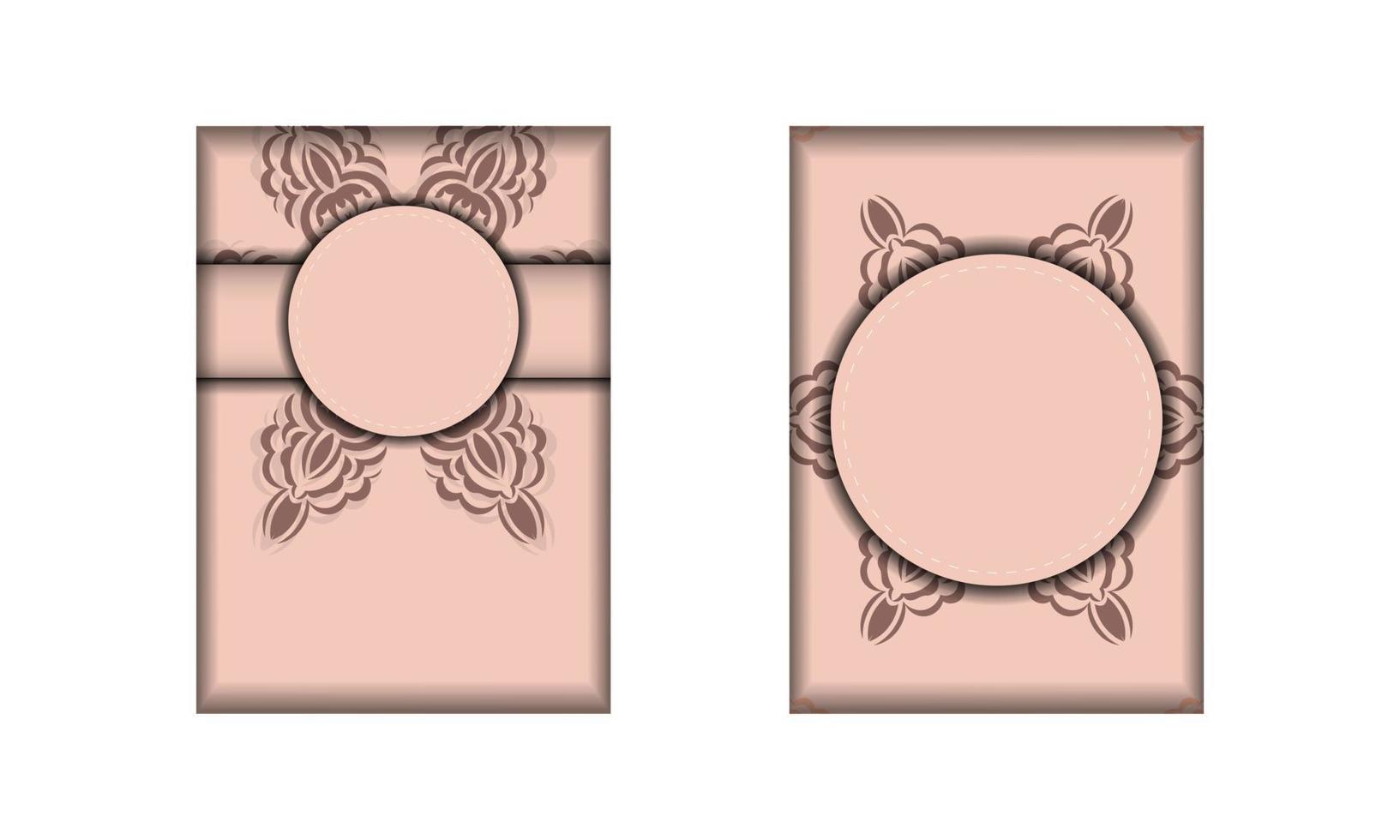 une carte postale rose avec des ornements grecs préparés pour la typographie. vecteur