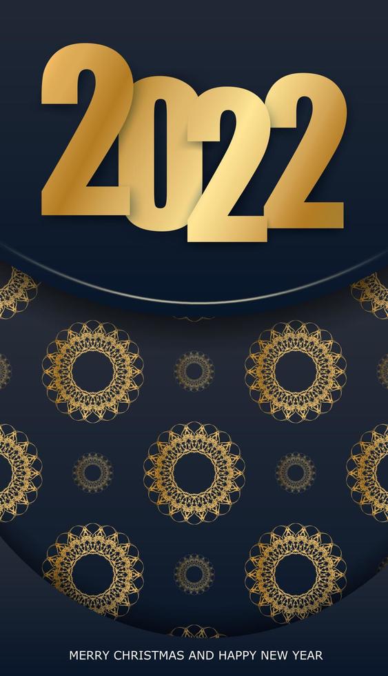 Brochure 2022 joyeux noël et bonne année noir avec motif or de luxe vecteur