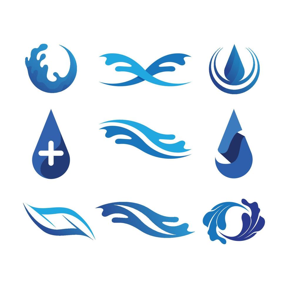 logo de forme ronde isolé. logotype de couleur bleue. image de l'eau qui coule. mer, océan, surface fluviale. vecteur