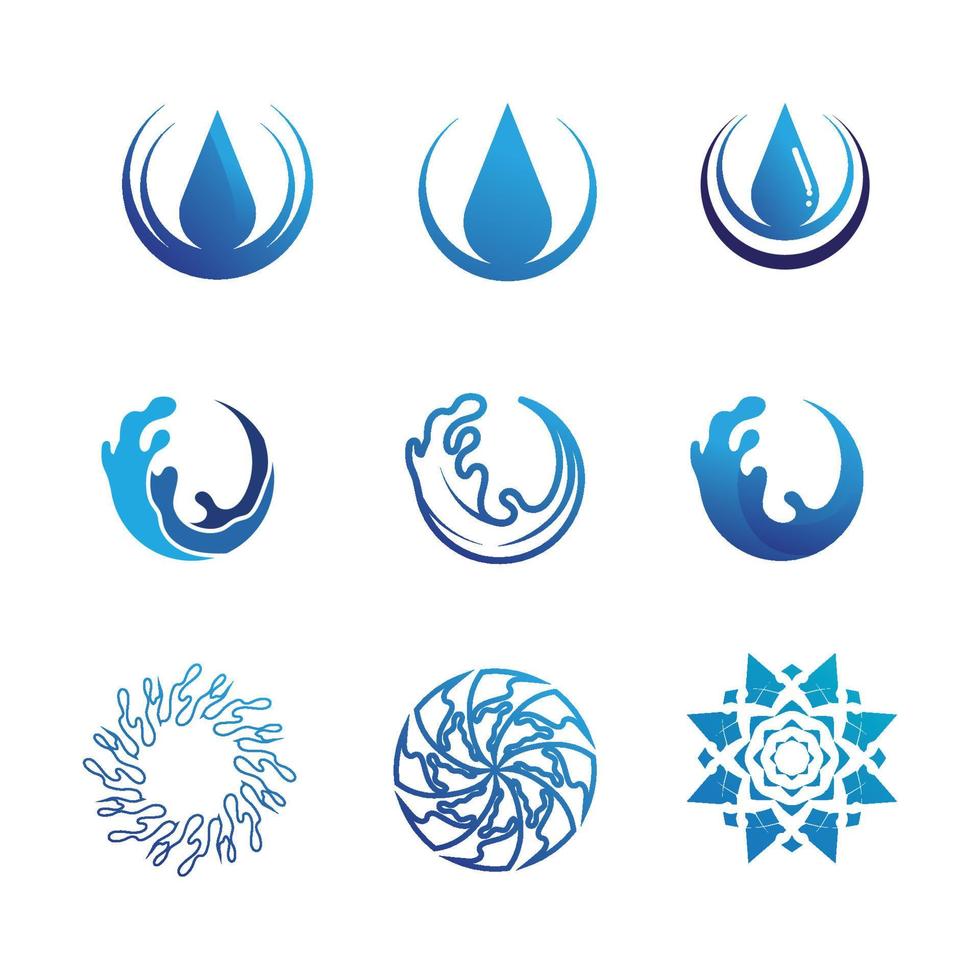 logo de forme ronde isolé. logotype de couleur bleue. image de l'eau qui coule. mer, océan, surface fluviale. vecteur