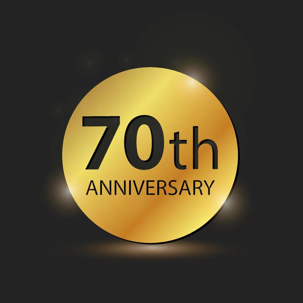 plaque de cercle d'or logo élégant célébration du 70e anniversaire vecteur
