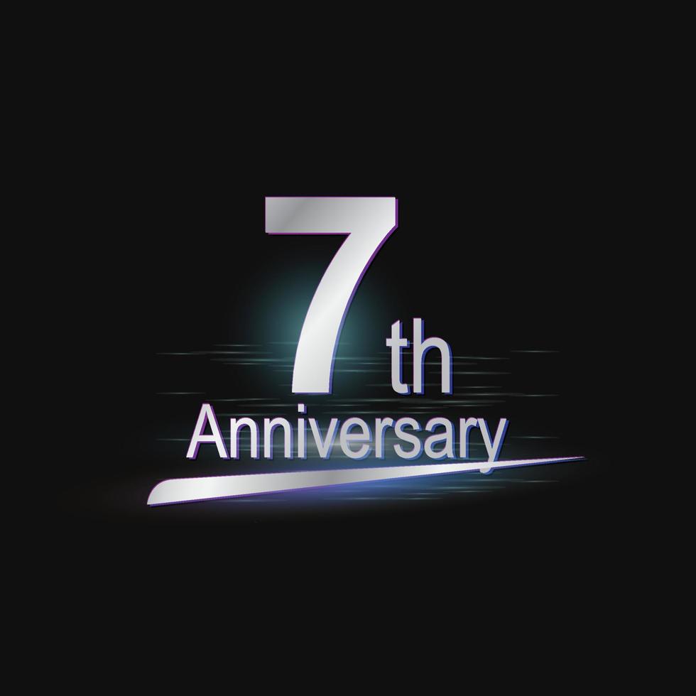 logo moderne de célébration du 7e anniversaire en argent vecteur