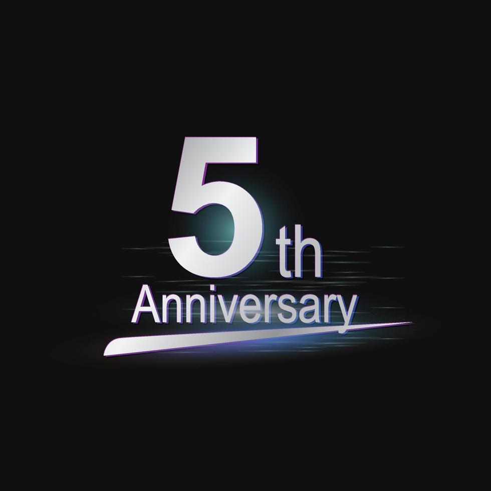 logo moderne de célébration du 5e anniversaire en argent vecteur