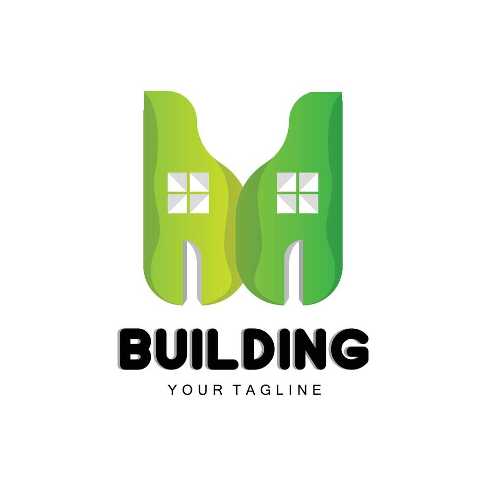 logo de conception de maison, logo de bâtiment, icône de société immobilière et de construction vecteur