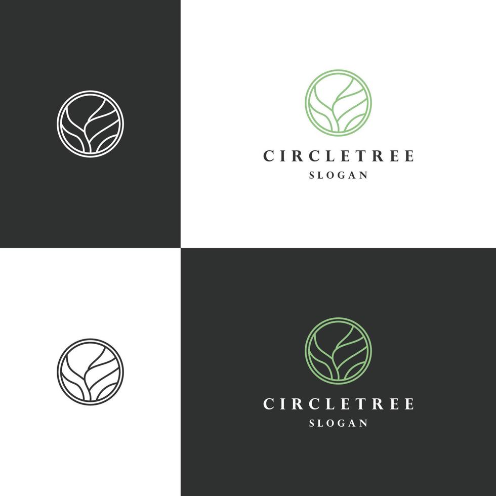 cercle arbre logo icône modèle de conception plate vecteur