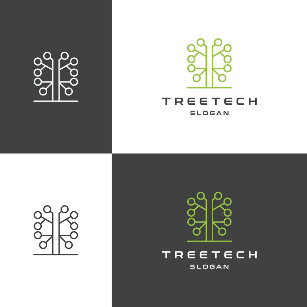 arbre tech logo icône modèle de conception illustration vectorielle vecteur