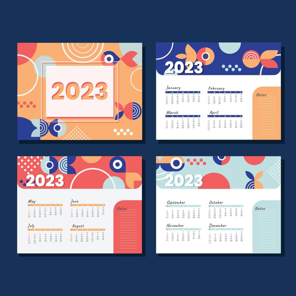 calendrier 2023 avec thème abstrait vecteur