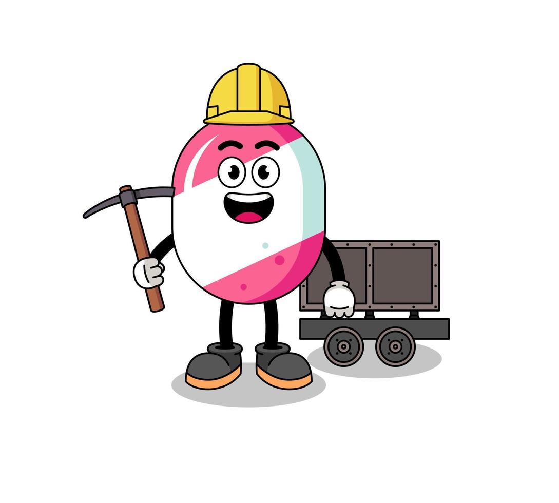 illustration de mascotte de mineur de bonbons vecteur