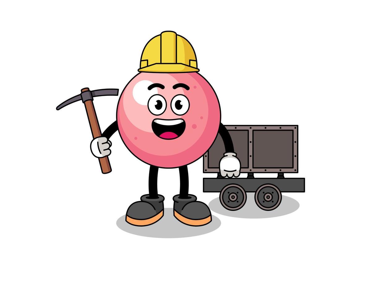 illustration de mascotte de mineur de boule de gomme vecteur