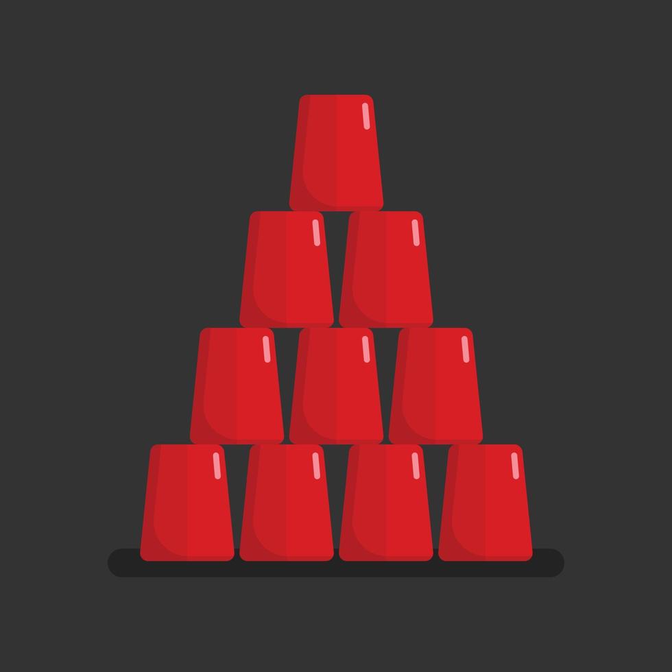 verres rouges empilés dans une tour pyramidale vecteur