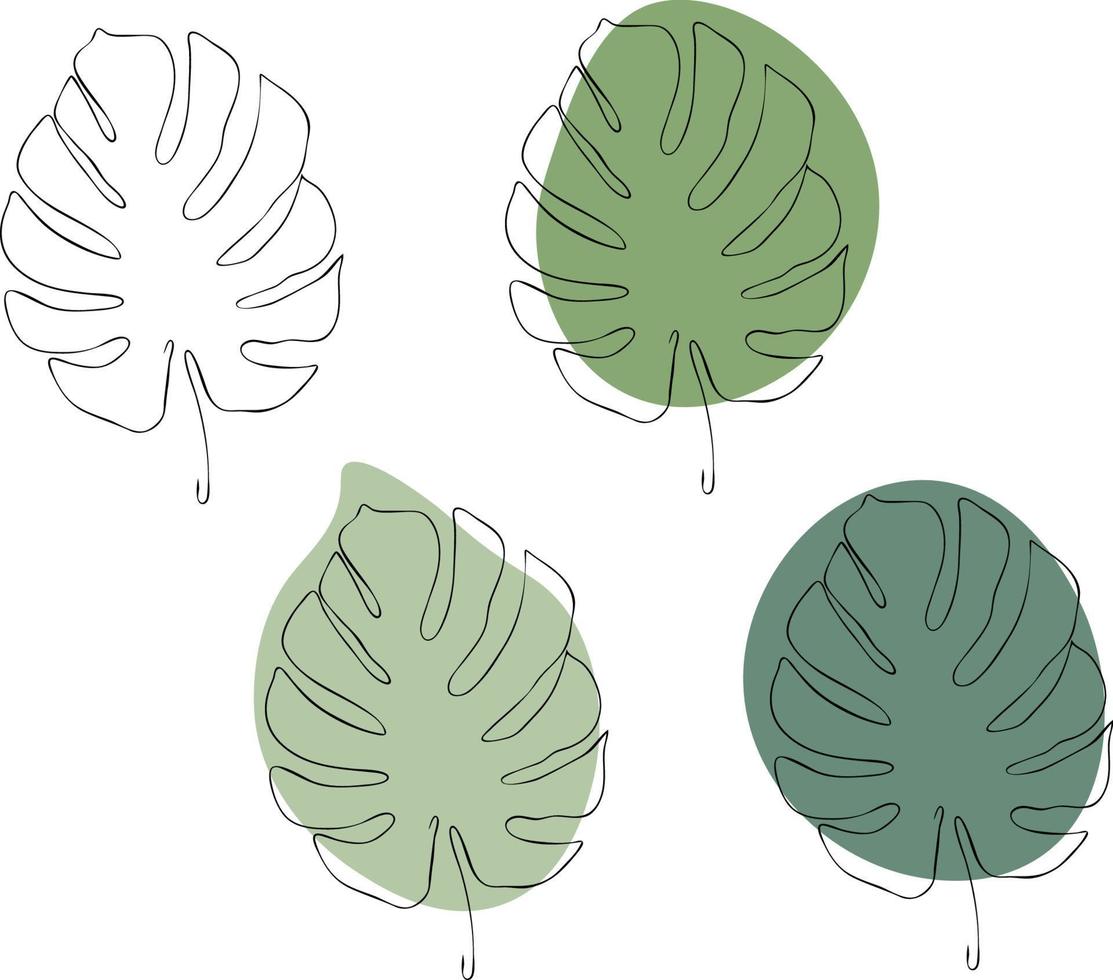 dessin au trait feuille de monstera. dessin des contours. l'art du minimalisme. décor moderne. vecteur