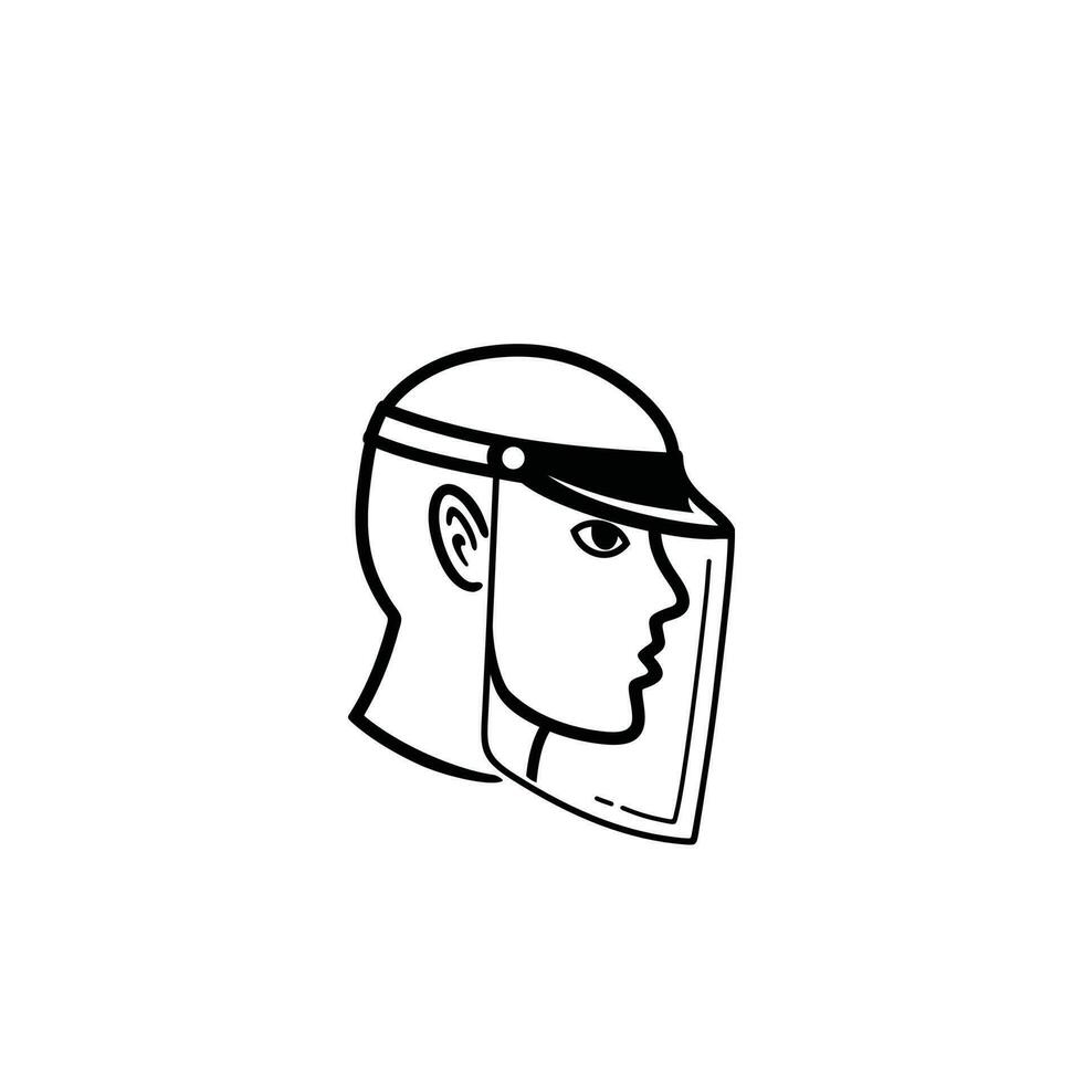tête d'homme portant une illustration d'écran facial vecteur