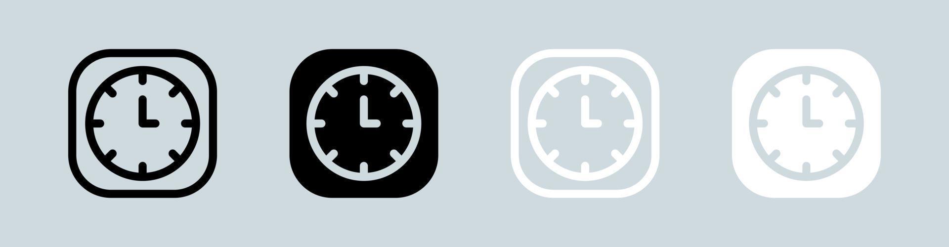 icône d'horloge en noir et blanc. illustration vectorielle de signes de temps vecteur