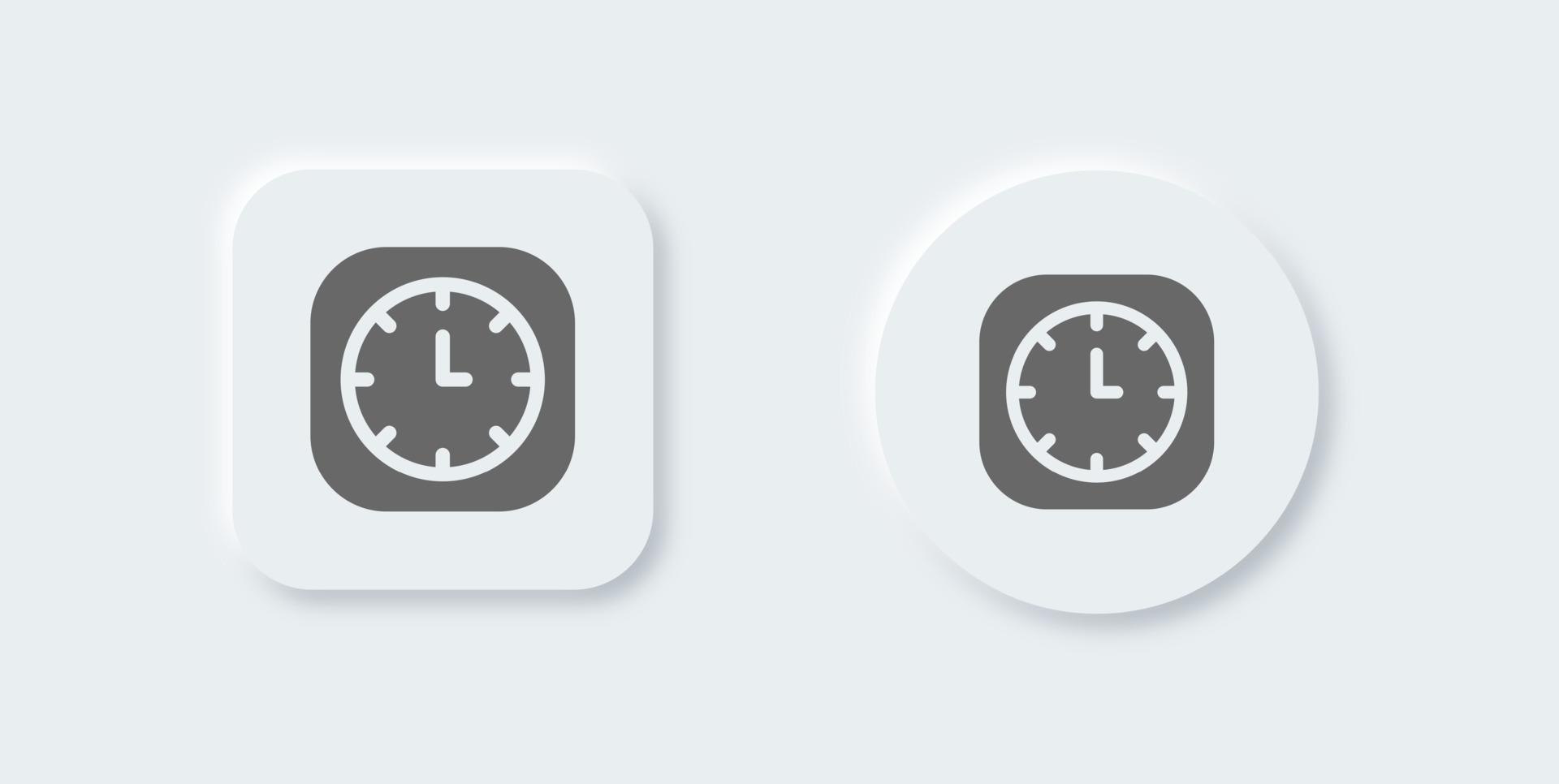 icône solide d'horloge dans le style de conception néomorphe. illustration vectorielle de signes de temps vecteur