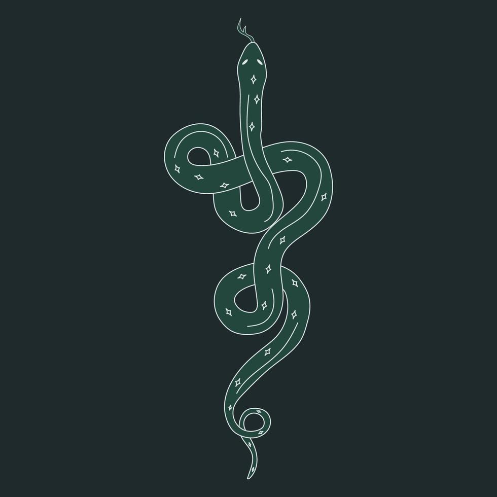 serpent vert animal magique sauvage. illustration vectorielle vecteur