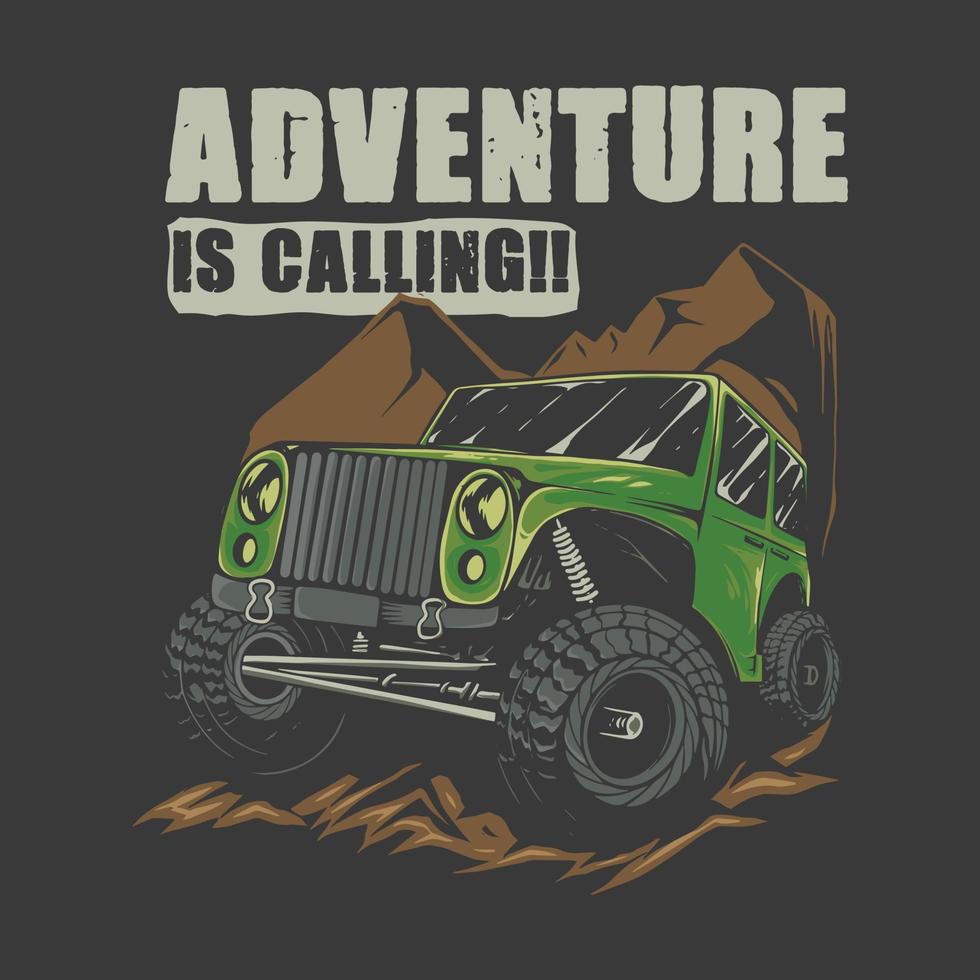 l'aventure appelle la conception et le logo de t-shirt illustration offroad vecteur