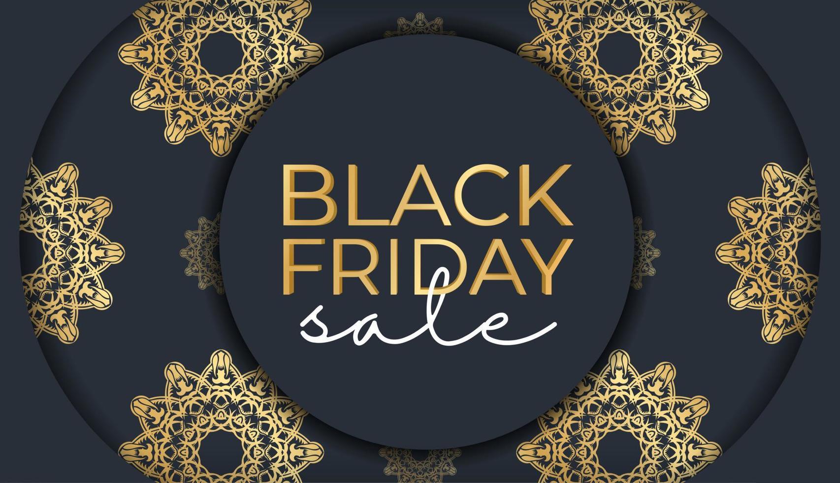 affiche black friday bleu foncé avec un motif vieil or vecteur