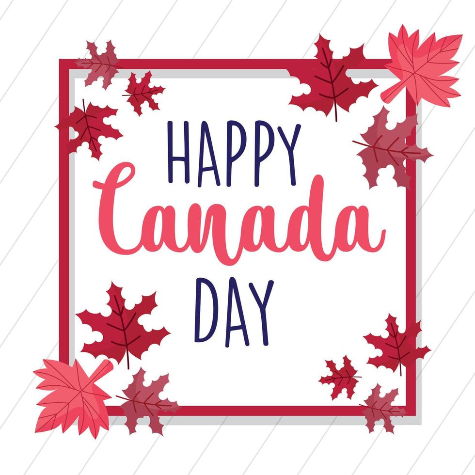 cadre feuilles d'érable canadiennes de conception de vecteur de bonne fête du canada