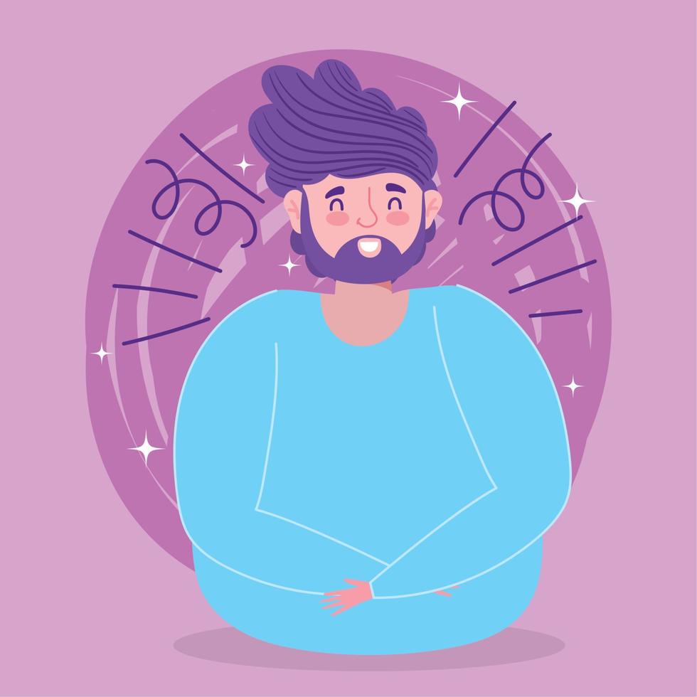 dessin animé homme avatar avec conception de vecteur de barbe