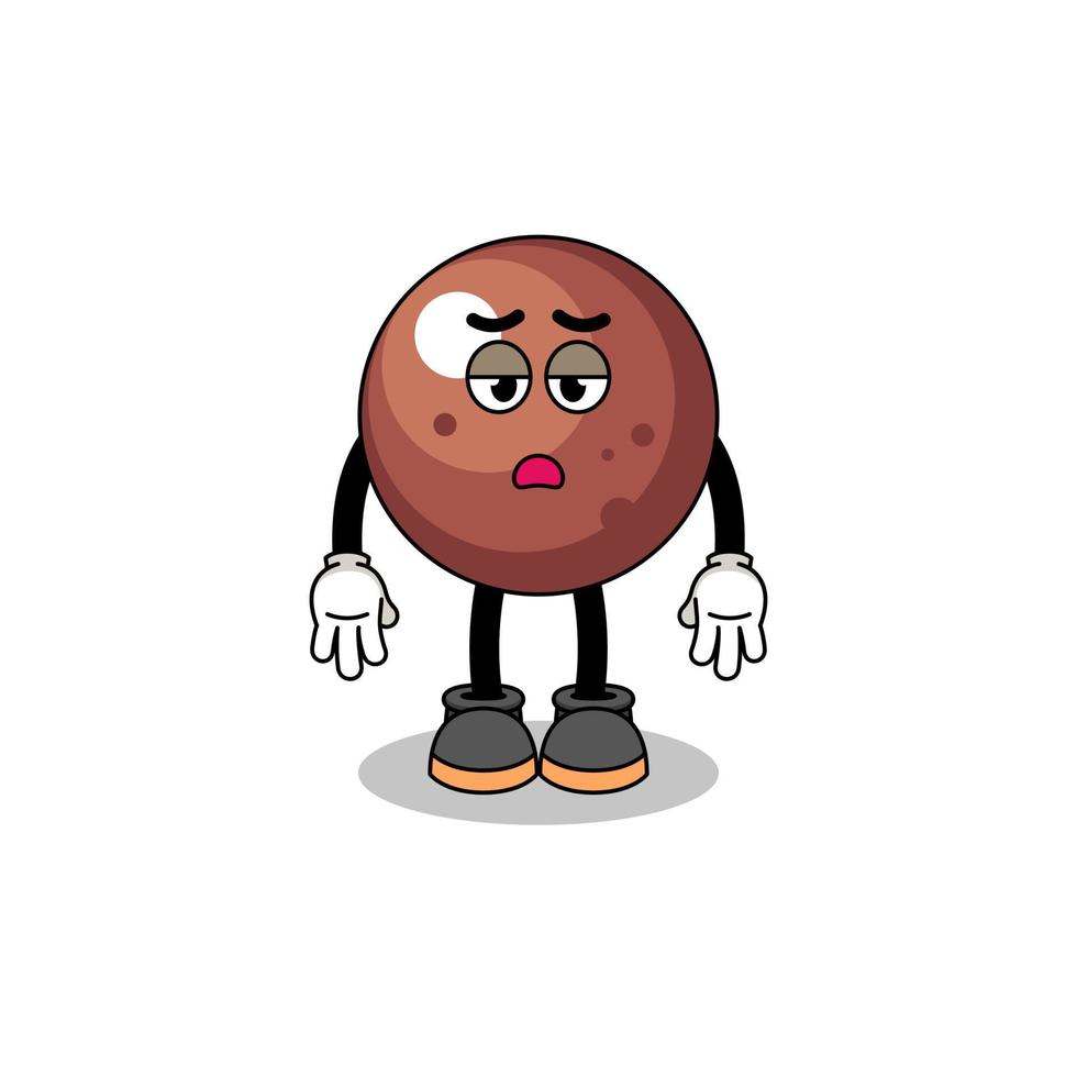 caricature de boule de chocolat avec un geste de fatigue vecteur