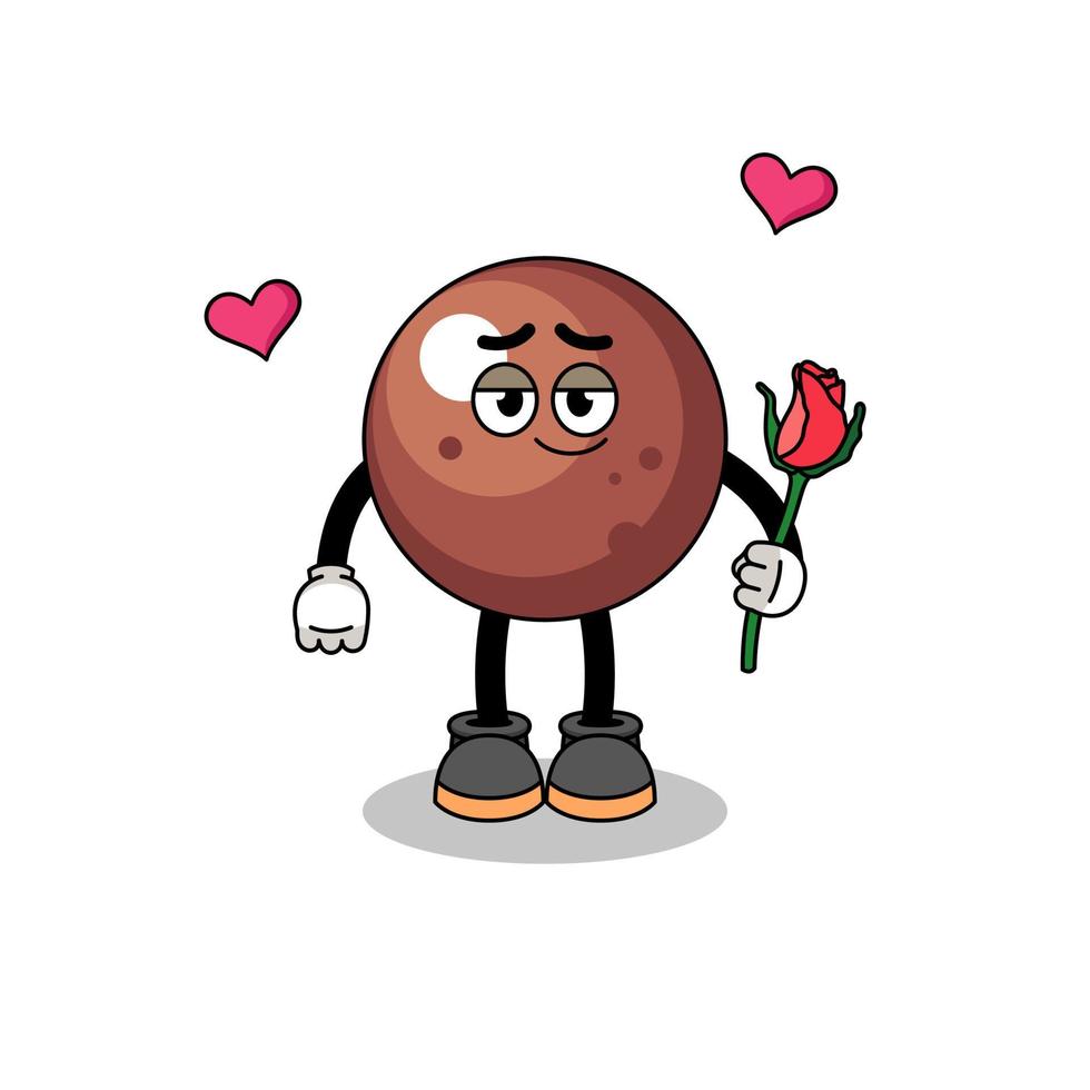 mascotte de boule de chocolat tombant amoureux vecteur