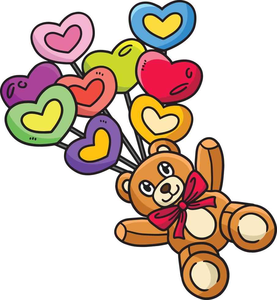 ours en peluche coeur des ballons dessin animé coloré clipart vecteur