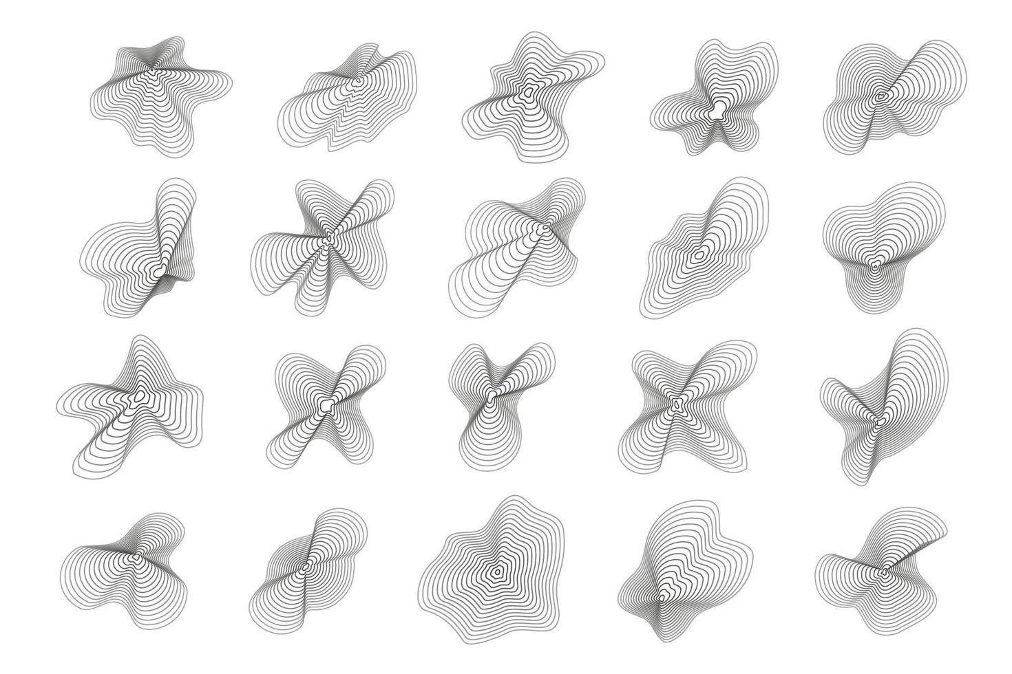 cercles topographiques abstraits. formes de texture organique. ensemble d'illustrations de contour vectoriel. vecteur