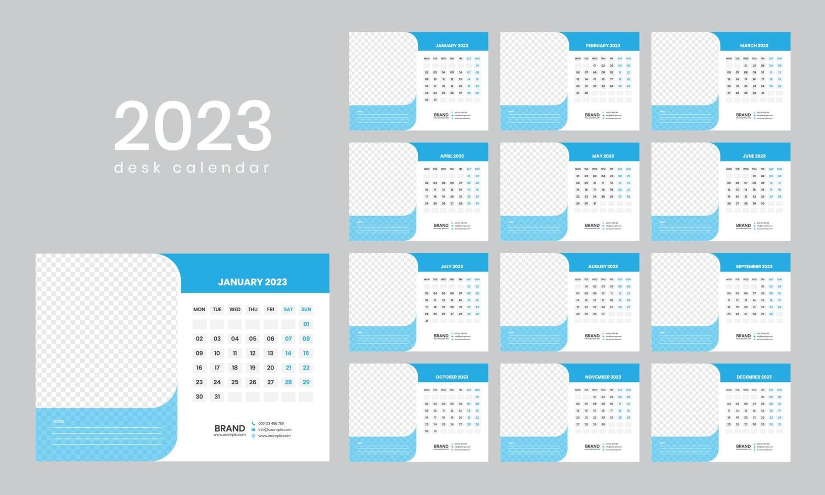 calendrier de bureau 2023 vecteur