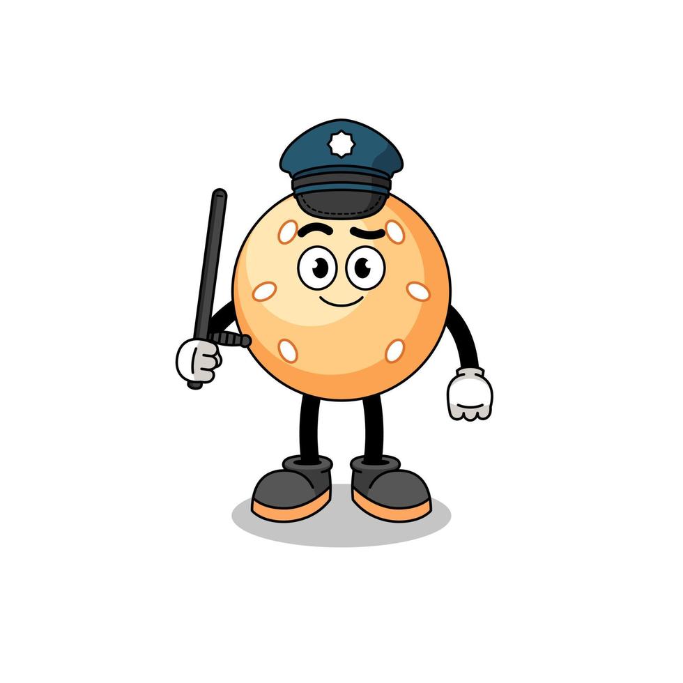 illustration de dessin animé de la police de la boule de sésame vecteur