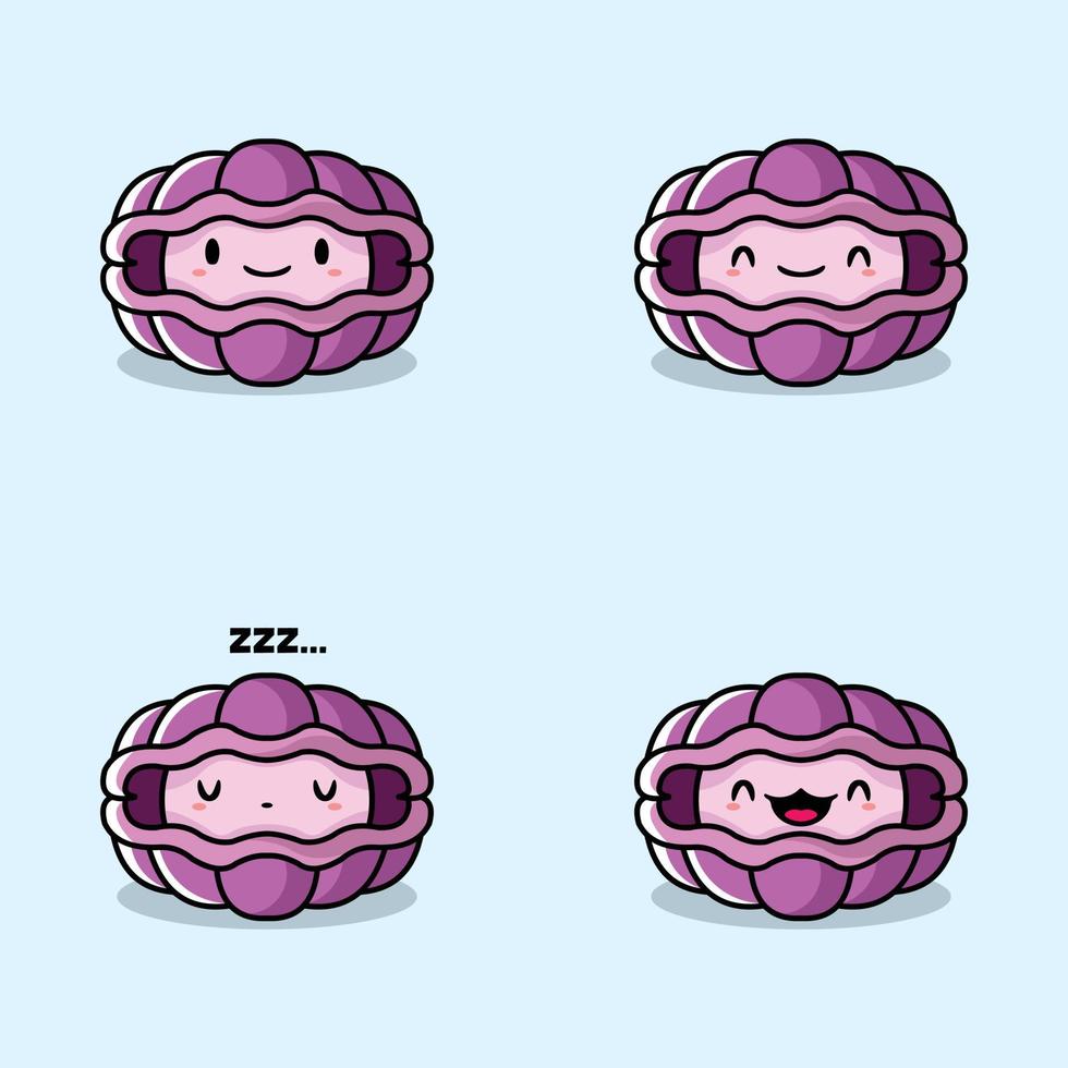 illustration vectorielle d'emoji de coquille de mer kawaii vecteur