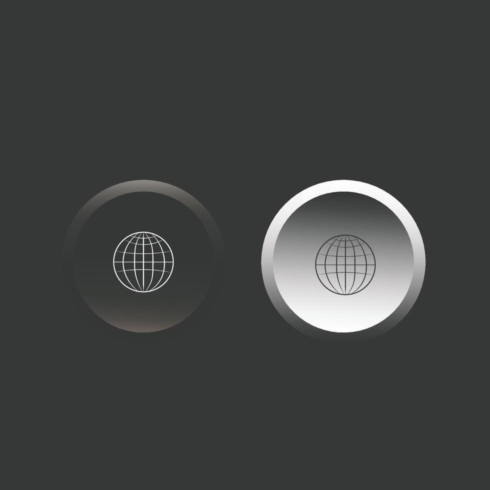 globe avec symbole d'avion et bouton icône globe neumorphique vecteur